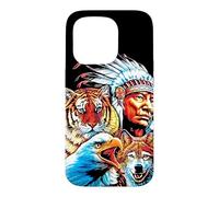 Amérique Native Amérique du Nord, Loup Indien Aigle Coque pour iPhone 15 Pro