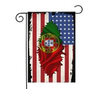Amérique Portugal Portugais Amitié Drapeau Drapeaux de jardin (12,5 x 18 pouces) - Bannière aux couleurs éclatantes pour décoration extérieure de jardin et de maison