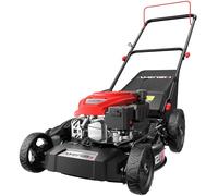 AMERISUN Tondeuse à Gazon en Acier de 53,3 cm, Moteur à Essence 4 Temps de 144 CC, Tondeuse poussée 3 en 1 avec récupérateur d'herbe de 1,4 busel, Hauteur réglable, Grandes Roues arrière, Durable et