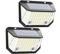 AmeriTop Lot de 2 Lampes Solaires avec Détecteur de Mouvement, Lumière de Sécurité Extérieure avec Détection à 8M et Angle de 300°, IP65 Étanche, Lampe Murale pour Porche, Patio, Garage et Escaliers