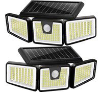 AmeriTop Lumières Solaires Extérieur, Pack de 2 Lumières LED à Détecteur de Mouvement Solaire Haute Luminosité Sans Fil, 3 Têtes Réglables, Étanche IP65, Applique Murale LED de Sécurité