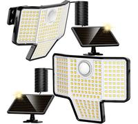 AmeriTop Projecteurs Solaires Extérieurs 4 Têtes, Lot de 2-270° Grand Angle, Ultra-Lumineux LED à Détecteur de Mouvement, 3 Modes & Câble 5m, Étanche IP65 pour Garage, Jardin