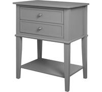 Ameriwood Home Table d'appoint Franklin avec 2 tiroirs, Finition Grise, Table de Chevet en Bois d'ingénierie avec tiroirs ou Petite Table de Chevet pour Chambre à Coucher et Plus Encore