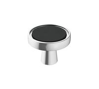 Amerock | Bouton d'armoire | Chrome poli/noir mat | 35 mm de diamètre | Fusion | 1 lot | Bouton de tiroir | Quincaillerie d'armoire