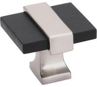 Amerock | Bouton d'armoire | Noir mat brossé/nickel satiné | 35 mm de longueur | Overton | 1 lot | Bouton de tiroir | Quincaillerie d'armoire