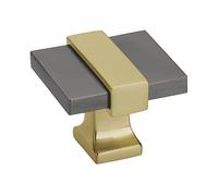 Amerock | Bouton de placard | Chrome noir/or brossé | 35 mm de longueur | Overton | 1 lot | Bouton de tiroir | Quincaillerie d'armoire