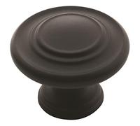 Amerock | Boutons d'armoire | Noir mat | 33 mm de diamètre | Inspirations | Lot de 10 | Bouton de tiroir | Quincaillerie d'armoire