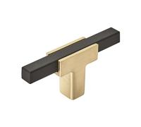 Amerock BP67BGLMB | Bouton de porte ou de tiroir de placard de cuisine | Or brossé/noir mat | Longueur 70 mm | Urbanite | 1 paquet | Quincaillerie pour meubles | Quincaillerie d'armoire de salle de