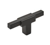Amerock BP67MBMB | Bouton de porte ou de tiroir de placard de cuisine | Noir mat/noir mat | Longueur 70 mm | Urbanite | 1 paquet | Quincaillerie pour meubles | Quincaillerie d'armoire de salle de bain