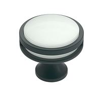 Amerock Oberon Bouton de placard | Noir mat/givré | 35 mm de diamètre | 1 lot | Bouton de tiroir | quincaillerie d'armoire