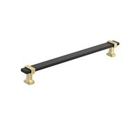 Amerock | Poignée d'armoire | Noir mat brossé/or brossé | 224 mm de centre à centre | Overton | 1 lot | Poignée de tiroir | Quincaillerie d'armoire