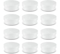 Amersumer Lot de 20 boîtes de rangement rondes en plastique transparent givré avec couvercles à vis, récipients cylindriques empilables pour maquillage, yeux, pilules, pierres précieuses, perles,