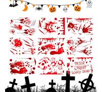 Amesor Autocollants de Fenêtre Sanglants | 9 Pièces Autocollants Halloween Imperméables pour | Décorations Réalistes Effrayantes pour Porte, Mur, Porche, Pièce, Salle de Bain, Maison, École