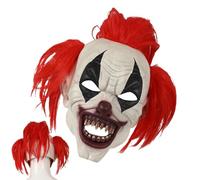 Amesor Effrayant Masque De Tête Pour Halloween,Perruque De Clown Rouge Glauque D'Horreur - Chapeaux Et Casquettes Pour Événements, Fêtes, Carnaval, Réunions Familiales, Vacances, Et Jeux De
