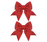 Amesor Nœud de Noël 2 pièces Ruban pailleté à Liens torsadés | Nœud pour couronne de Noël 13,1 x 7,6 cm pour déco ferme, cuisine, cheminée, intérieur, extérieur, fêtes, Saint-Valentin,