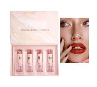 Amesor Rouge à lèvres velours pour femme, ensemble de maquillage rouge à lèvres mat | Ensemble de teintures à lèvres en velours 4 couleurs pour femmes - Kit de teinture à lèvres imperméable à haute