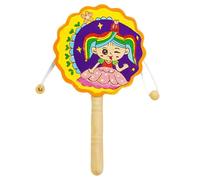 Amesor Tambourin À Grelot | Hochet en Bois Naturel Non Fini | Instrument de Musique Manuel pour Dessin Éveil Filles Activités Parent-Enfant et Maternelle Fête Peinture