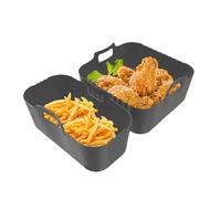 Amesor Tapis en Silicone pour Air Fryer - Panier Silicone pour Friteuse à Air,Anti-Adhésif 2 Pièces Amovible Réutilisable Sécurité Cuisine Maison Four Cuit-Vapeur Extérieur