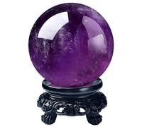 Amethyst Ball Amethyst Crystal Ball, Crystal Ball Crystal Ball with Stand bola de Cristal Clear Crystal Ball Halloween Crystal Ball Amethyst Crystal Rock,Amethyst ball-45mm