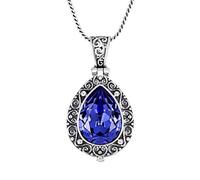 Amethyst Box Gemstone Pendant 925 Silver Women Collier