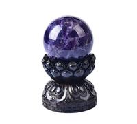 Amethyst Crystal Ball Crystals Sphere Gemstone Specimenwith Wooden Stand for, Feng Shui, Home Decor,8cm/3.1in