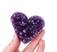 Amethyst Crystal Geode Cluster Heart Rock Quartz Crystals Raw Gemstone for Balance Yoga Home Office FengShui Decoration,6~7cm Gemstone Stone