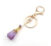 Améthyste Naturelle à facettes Gourde Jaune diffuseur de Bouteille de Parfum Quartz fumé Quartz Rose Pendentif Porte-clés personnalisé Bijoux Unisexe, améthyste, Taille Unique