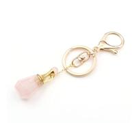 Améthyste Naturelle à facettes Gourde Jaune diffuseur de Bouteille de Parfum Quartz fumé Quartz Rose Pendentif Porte-clés personnalisé Bijoux Unisexe, Quartz Rose, Taille Unique