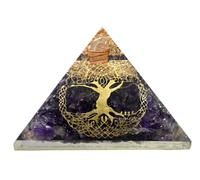 Améthyste Orgone Pyramid pour la protection contre les champs électromagnétiques et les énergies négatives - Pyramide de cristal d'améthyste naturelle (Arbre de vie - Grand)