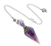 Améthyste Pendule en Pierre de Guérison, Pendule Hexagonale en Cristal, Pendentif en résine transparente, Pendule pour la divination, Sorcellerie, Cérémonie Reiki, Méditation
