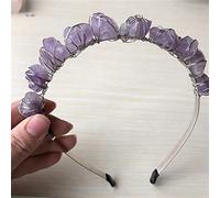 Améthyste pierre brute Quartz cristal couronne brute pierre claire améthyste ange Aura or peigne mariée princesse sirène cheveux accessoires Collections de la maison (Color : B, Size : One Size)
