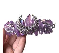 Améthyste pierre brute Quartz cristal couronne brute pierre claire améthyste ange Aura or peigne mariée princesse sirène cheveux accessoires Collections de la maison (Color : XS, Size : One Size)