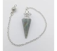 Améthystes Labradorite Lapis Opale Cristal Clair Rose Quartz Pierre Radiesthésie Chakra Conique Amulette Pendule Avec Chaîne 1PC-Labradorite