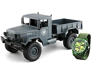 Amewi 22327 Gris + Horloge U.S. Militaire Camion télécommandée 4WD RTR 1:16 avec Horloge pour Enfant