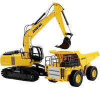 Amewi 22710 2-in-1 Set Kipper & Kettenbagger 1:24 électrique Modèle réduit RC débutant prêt à fonctionner (RtR) avec effet