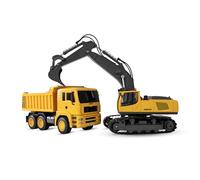 Amewi Kit 2 en 1 avec Pelleteuse à chaîne et Camion Benne basculante 1:18 RTR télécommandé RC Enfants à partir de 6 Ans
