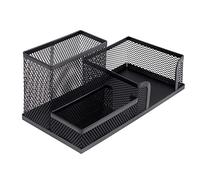 Amex Memobe Organiseur de bureau - Organiseur de bureau multifonction - Pot à crayons pour stylos, bureau, maison, école - Organiseur de bureau en métal - Organiseur de bureau peu encombrant - Noir