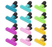 Amexo 12 Pièces Pince Sachet Alimentaire, 6 Couleurs de Clips de Scellage pour Sacs, Plastique Fermeture Sachet Alimentaire pour la Cuisine,Maison, Bureau
