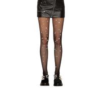 Amexo 2 Pièces Collants Résille Filles, Collant Paillette Filles Collants Strass Étincelants pour Enfants (FR/ES, Âge, 9 ans, 13 ans, Taille normale, Noir)