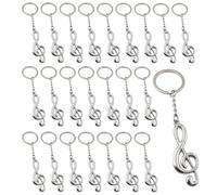 Amexo 24 Pièces Porte-Clés Note de Musique Porte-Clés en Métal Argenté Porte-clés Thème Musical Note de Musique Pendentif pour Hommes Femmes Salle de Classe Cadeau pour éTudiants Fête D'anniversaire