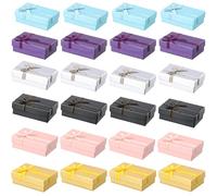 Amexo 24PCS Petit Boite Cadeau, Boite Bijoux Cadeau rectangle, Ecrin Bijoux avec Nœud, Coffrets Cadeaux Bague Vide, Couvercle Boîtes Cadeaux pour Pendentif, Boucle d'oreille, Collier Bague 8cm*5cm*3cm