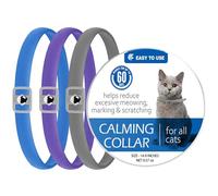 Amexo 3 Pcs Collier Apaisant pour Chats, Anti-Anxiété Naturel Sûr Collier Chat, Réglable Imperméable Collier Chat, Collier Calmant pour Chats aux Phéromones, pour Tous Types de Chat, 38cm
