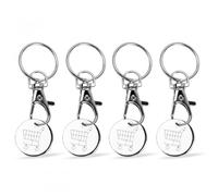 Amexo 4 Pièces Jeton Caddie, Porte-Clés Femme Porte Cle Caddie Porte-Clés Trolley Coins pour la Famille et Les Amis