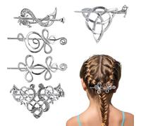 Amexo 5 Pièces Épingle À Cheveux Celtique, Viking Épingle à Cheveux Bâtons à Cheveux en Alliage Rétro Noeud Celtique Épingle à Cheveux pour Filles Femmes (Argent)