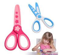 Amexo Ciseaux pour Enfants Ciseaux en Plastique Ciseaux de Artisanat Bout Ronde Sécurité Ciseaux à Papier 12 cm Ciseaux D'art pour Enfants pour Droitiers et Gauchers (2 Couleurs)