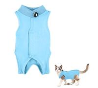 Amexo Combinaison de Récupération pour Chats Body Chirurgicale Chat Collier Alternatif pour Chats Chiens Gilet de Récupération Anti-Léchage pour Animaux Après Chirurgie (Bleu, L)