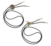 Amexo Cravate Bolo en Cuir, 2 Pièces Cowboy Occidental Cravate Réglable Collier de Crâne de Vache, Collier Bolo en Cuir Accessoires de Costume Bolo Tie pour Homme Femme (B)