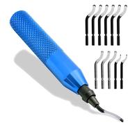 Amexo Ebavureur Outil D'ébavurage, Ebavurage Manuel avec 11 Lames de Rechange en Acier Rapide Burr Remover 360° Rotatif Deburr Lames pour l'impression 3D, Aluminium Plastique PVC Cuivre et Acier Métal
