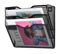 Amexo Organisateur De Porte-Fichiers Mural 3 Poches Mur Porte-Fichiers Porte-revue Mural de bureau Mur De Stockage Porte-revues Multifonctionnel en métal à Trois Compartiments, Noir