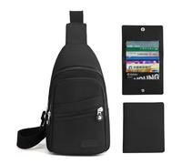 Amexo Sac Bandoulière Homme Femme, Sac de Poitrine avec un Petit Sac de Cartes, Sling Épaule Cross Body Bag Petit Sac à dos Réglable Pour Les Sports de Plein Air Le Camping l'Alpinisme (Noir)